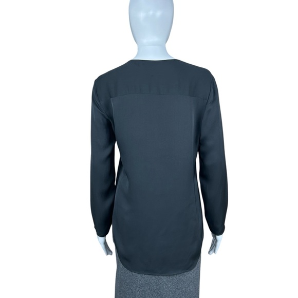 Theory Jastrid Silk Ruffle Front Blouse Small Preppy Quiet Luxury Career Capsule - Picture 10 of 16